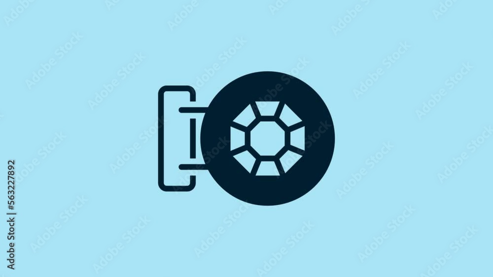 Blue Front facade building jewelry store icon isolated on blue background. 4K Video motion graphic animation Blue Front facade building jewelry store icon isolated on blue background. 4K Video motion graphic animation