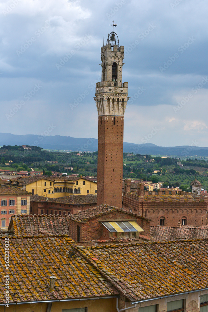 Aerial view on the old town of Siena, Italy