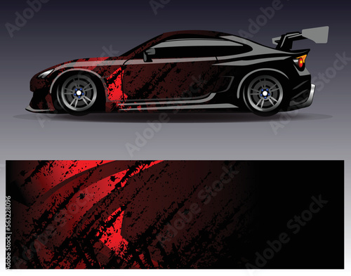 Car wrap design vector. Graphic abstract stripe racing background kit designs for wrap vehicle  race car  rally  adventure and livery