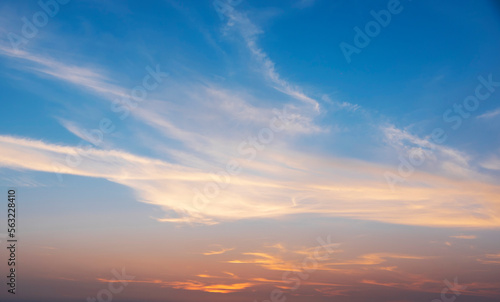 beautiful sunset, orange clouds, blue sky © Davit