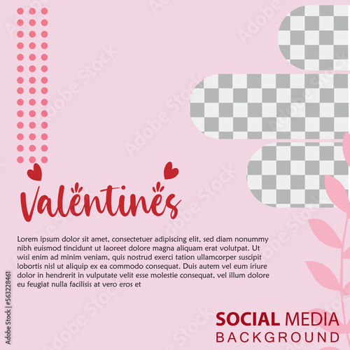 Valentine's Day holidays square templates.Social media post Vector illustration for greeting card, mobile apps, banner design and web ads