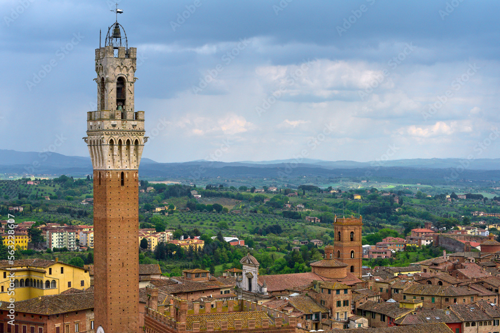 Fototapeta premium Aerial view on the old town of Siena, Italy