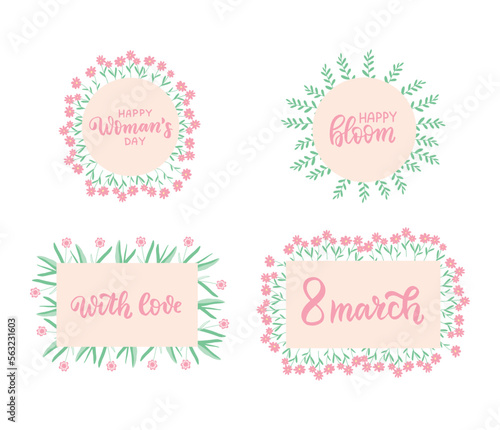 Spring flower frame. Wildflowers bouquet. Happy womans day. Happy Mothers day. 8 march. Easter spring wildflowers hand drawn vector illustration © Elena