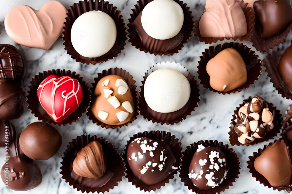 valentine's day assorted boxed chocolate, bonbon chocolate, romantic dessert valentine's day assorted boxed chocolate, bonbon chocolate, romantic dessert