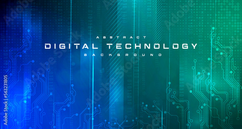 Digital technology speed connect blue green background, abstract polygon cyber information communication, innovation future tech, internet network connection, Ai big data, line dot illustration vector