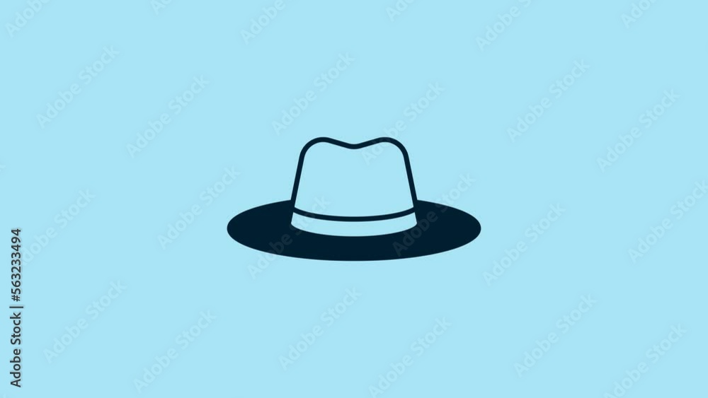 Blue Man hat with ribbon icon isolated on blue background. 4K Video motion graphic animation Blue Man hat with ribbon icon isolated on blue background. 4K Video motion graphic animation