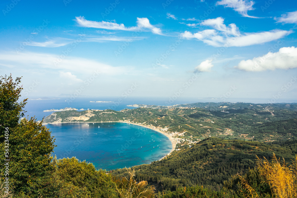 View of the Paleokastritsa Bay in Corfu Greece