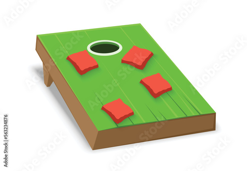 corn hole game with board and bag