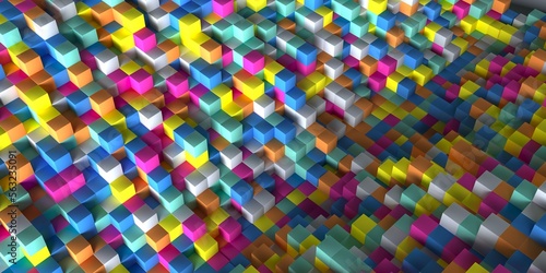texture and background from many volumetric cubes at different levels. 3d render.