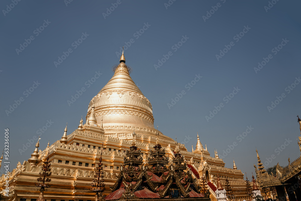 Golden Buddhist temple in Asia