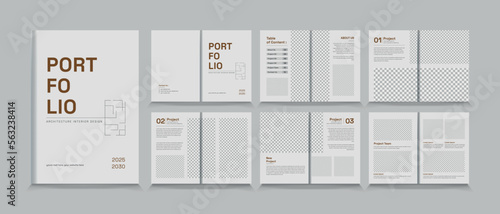 Architecture and interior portfolio layout design, a4 standard size print ready brochure template. 
Architecture portfolio design, a4 size brochure design for interior. photo