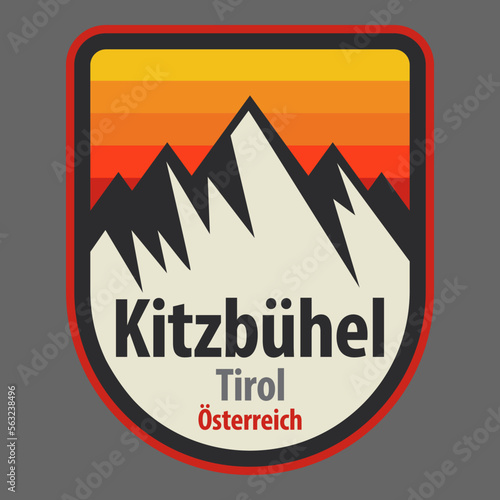 Abstract stamp or emblem with the name of Kitzbuhel, Austria, vector illustration