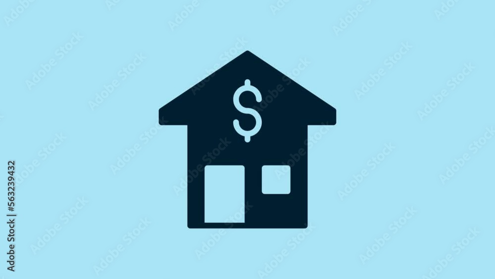 Blue House with dollar symbol icon isolated on blue background. Home and money. Real estate concept. 4K Video motion graphic animation Blue House with dollar symbol icon isolated on blue background. Home and money. Real estate concept. 4K Video motion graphic animation
