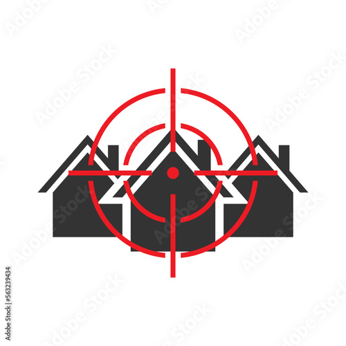 House tagret icon. Flat vector illustration.