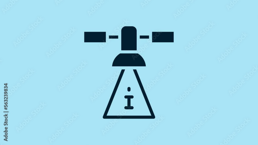 Blue Satellite icon isolated on blue background. 4K Video motion graphic animation Blue Satellite icon isolated on blue background. 4K Video motion graphic animation
