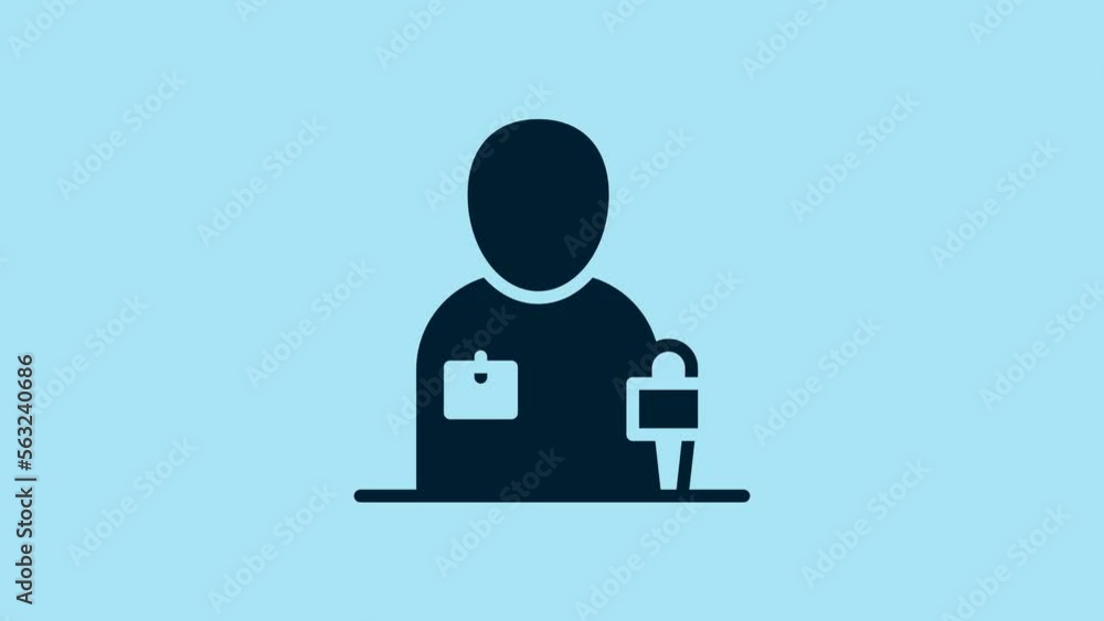 Blue Journalist news reporter with microphone icon isolated on blue background. 4K Video motion graphic animation Blue Journalist news reporter with microphone icon isolated on blue background. 4K Video motion graphic animation