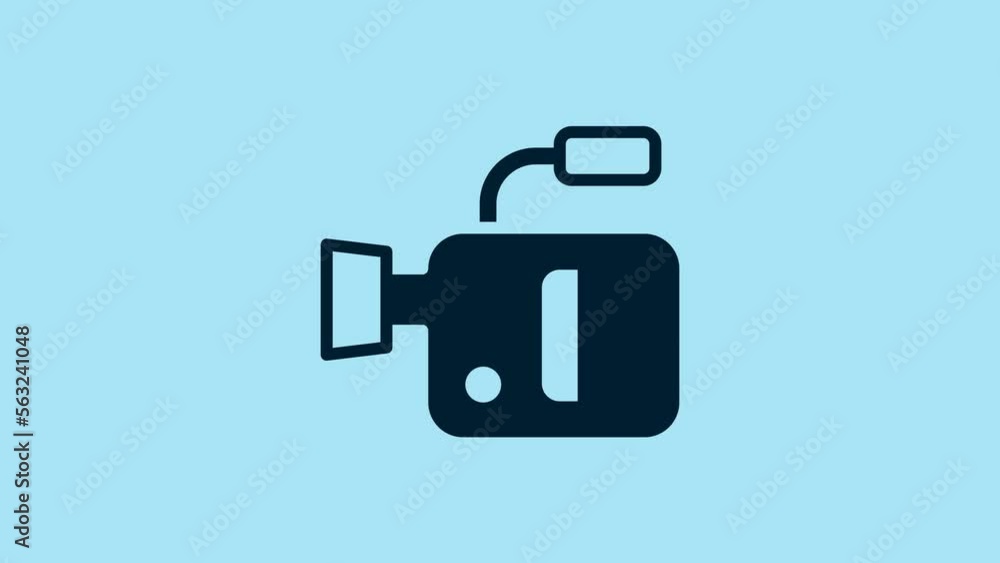 Blue Cinema camera icon isolated on blue background. Video camera. Movie sign. Film projector. 4K Video motion graphic animation Blue Cinema camera icon isolated on blue background. Video camera. Movie sign. Film projector. 4K Video motion graphic animation