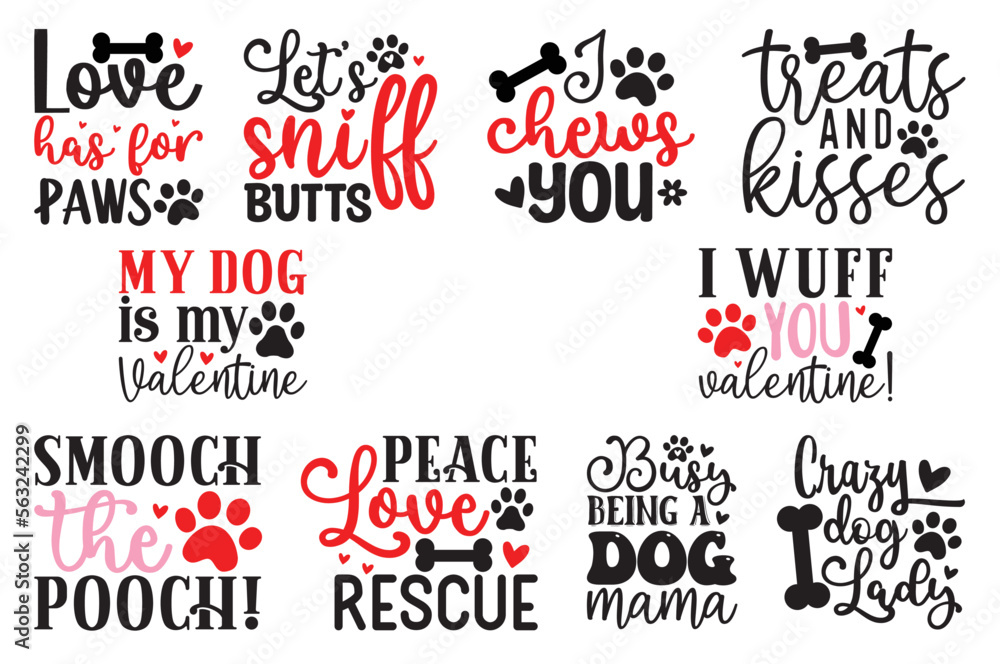 Valentine's Day Dog Bandanas SVG Design Valentine's Day Dog Bandanas SVG Design