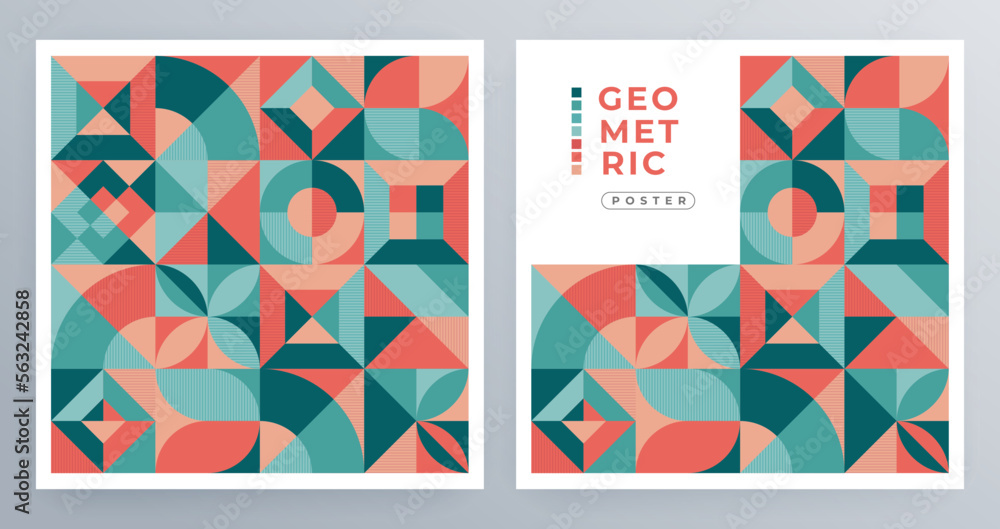 Obraz premium Geometry minimalistic artwork poster with simple shape and figure. Abstract vector pattern design for web banner, business presentation, branding package, fabric print, wallpaper