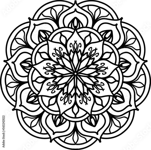 Flower mehndi pattern for Henna drawing and tattoo.Mandala coloring book simple and basic for beginners, seniors and children. 
