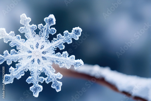 snowflake Closeup wallpaper for winter, Christmas, Copy space, Generative AI