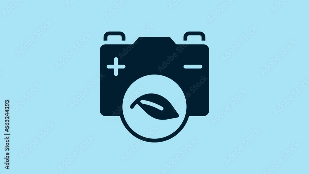 Blue Eco nature leaf and battery icon isolated on blue background. Energy based on ecology saving concept. 4K Video motion graphic animation Blue Eco nature leaf and battery icon isolated on blue background. Energy based on ecology saving concept. 4K Video motion graphic animation