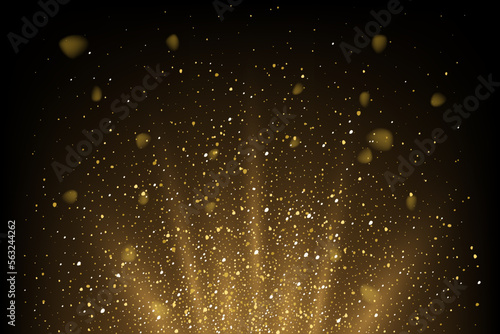 Flashlight of magic light with golden beams, spark and glitter, gold glow of star