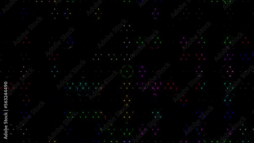 3D Abstract shining bright dots set wave, colorful, black background 3D Abstract shining bright dots set wave, colorful, black background