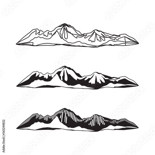 mountain line art vector logo