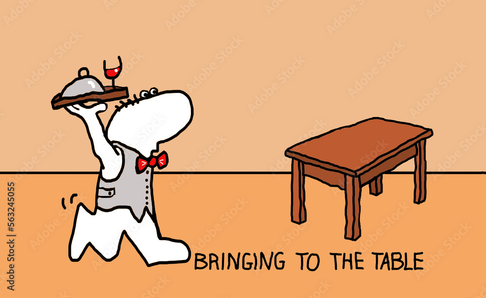 Bringing to the table - office jargon fun illustration