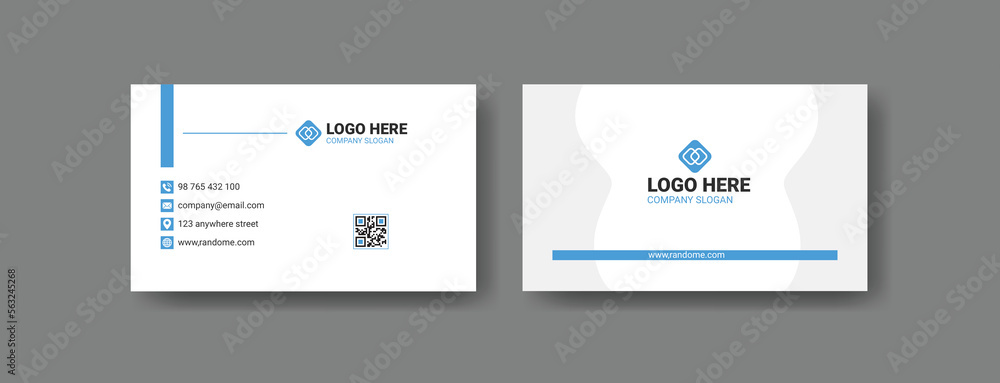 Waite business card with blue color, clean visiting card layout design Waite business card with blue color, clean visiting card layout design