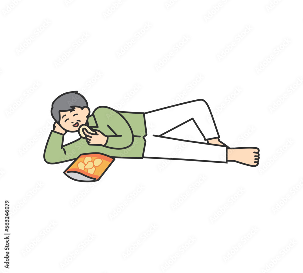 だらだらしてる男性のイラスト素材 Stock Vector | Adobe Stock