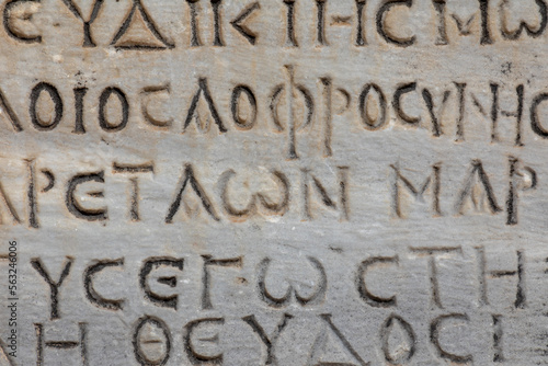 Close-up background view of Roman script samples