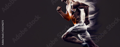 Fitness man running, panoramic layout. Generative Ai © Alexandra
