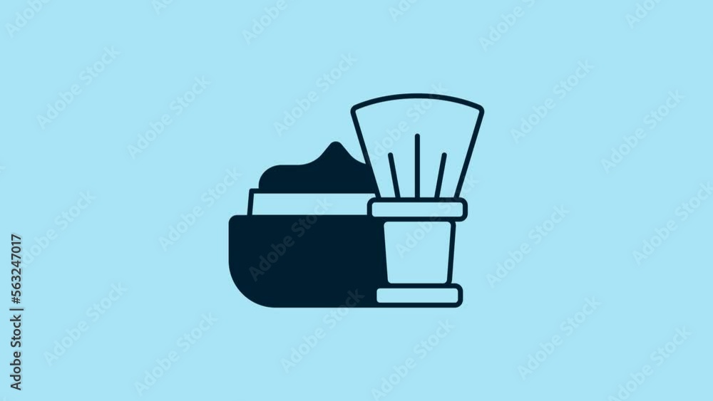 Blue Shaving brush with foam icon isolated on blue background. Barbershop symbol. 4K Video motion graphic animation Blue Shaving brush with foam icon isolated on blue background. Barbershop symbol. 4K Video motion graphic animation