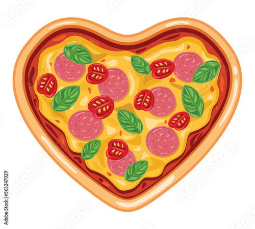 Heart shaped pizza illustration
