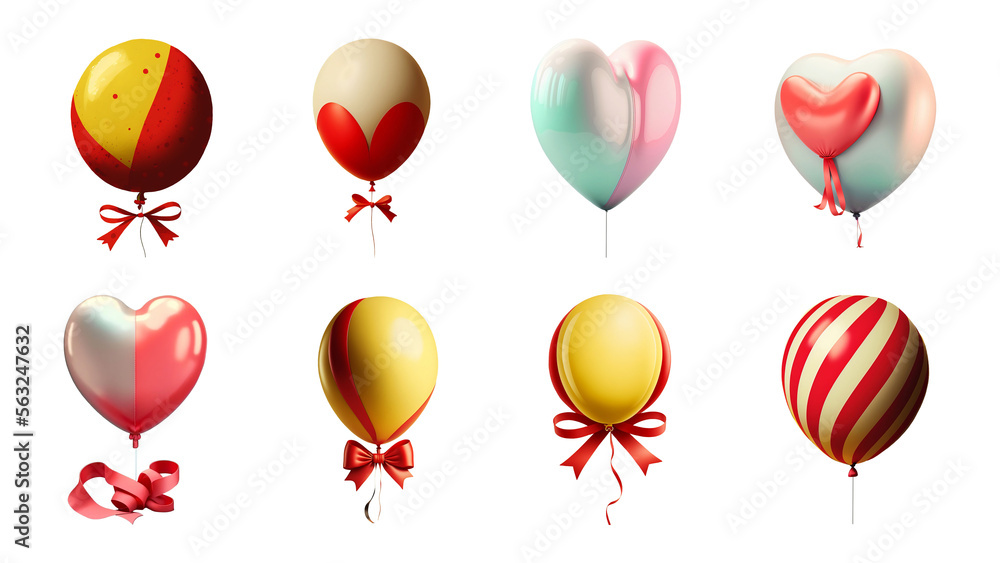 3D Illustration Of Colourful Balloons Icon Set. 3D Illustration Of Colourful Balloons Icon Set.