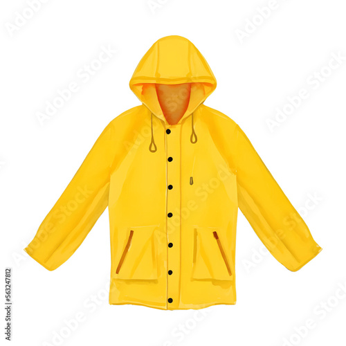 yellow rain coat digital drawing with watercolor style illustration