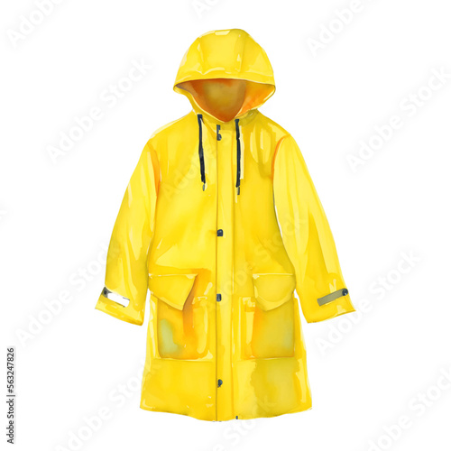 yellow rain coat digital drawing with watercolor style illustration