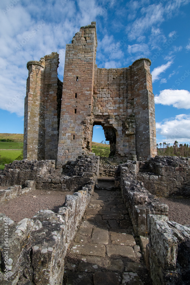 The ruins of the keep at Edlingham Castle. Near Alnwick in Northumberland, UK