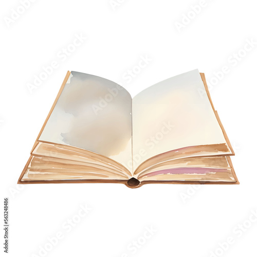 digital drawing with watercolor style illustratioopened book n