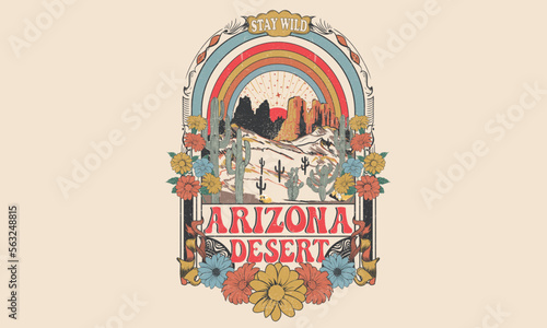 Everyday is a new adventure.  Desert vibes with sun graphic print design for t-shirt. Cactus and butterfly artwork design. Stay wild.