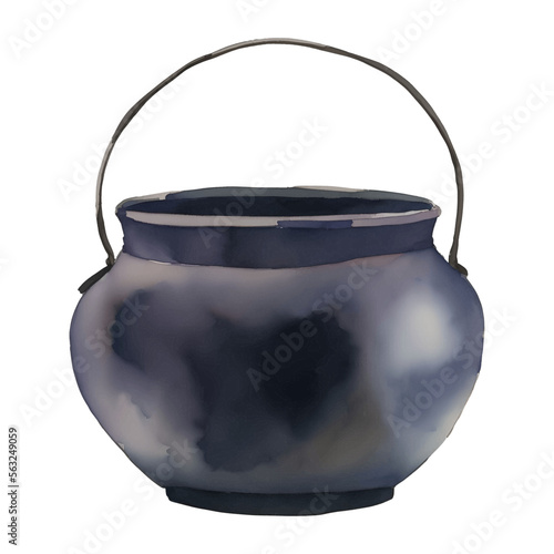 cauldron digital drawing with watercolor style illustration