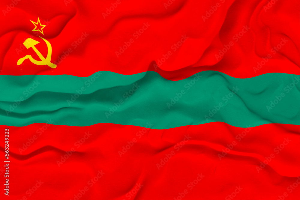 National flag  of Transnistria. Background  with flag  of Transnistria