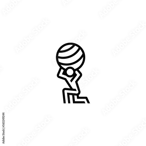 Atlas holds the vault of heaven on his shoulders. Linear logo design.