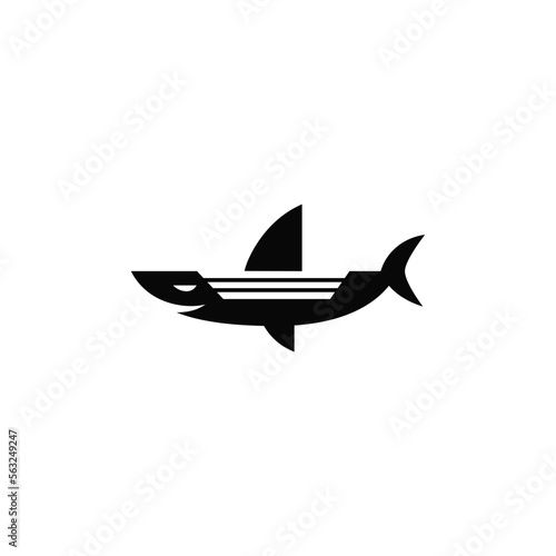Shark combination with boat. Creative logo design.