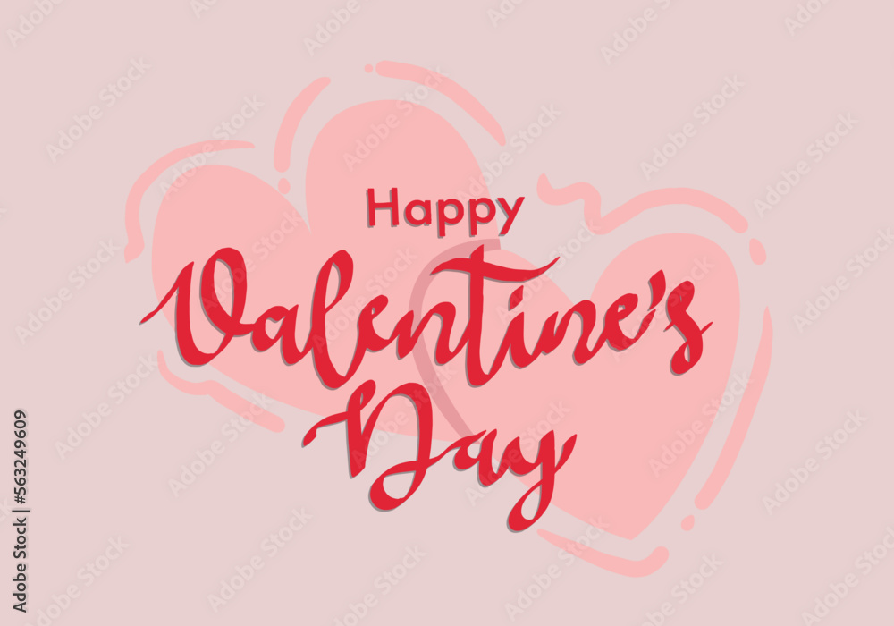 Happy Valentines Day Typographic Lettering isolated on Background With Heart. Illustration of a Valentine's Day Card.