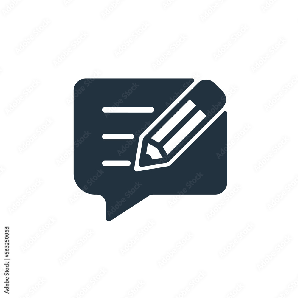 pencil and message line icon in flat style isolated on white background for your web and mobile app design, write message logo concept. pencil and message line icon in flat style isolated on white background for your web and mobile app design, write message logo concept.
