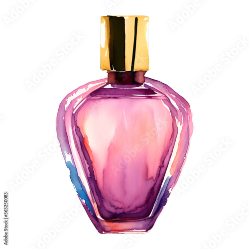 perfume bottle digital drawing with watercolor style illustration