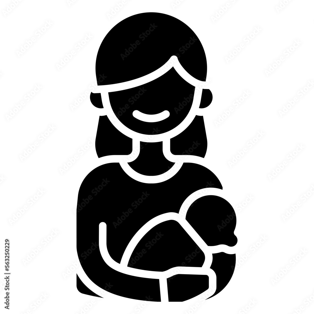 newborn baby with mother illustration